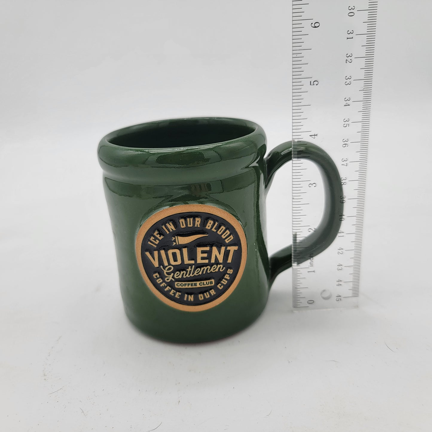 Deneen Pottery Violent Gentlemen Coffee Club Mug Green