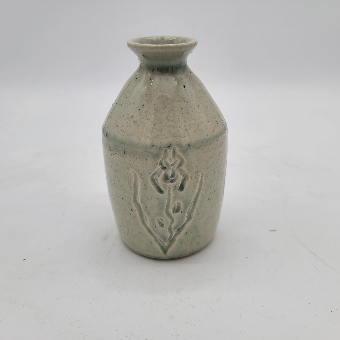 Art Pottery Vase with Iris Flower