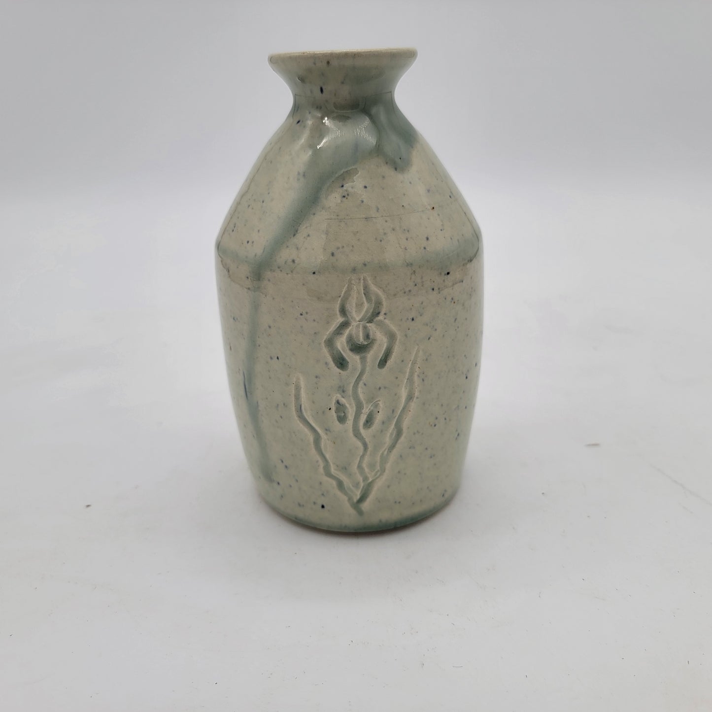 Art Pottery Vase with Iris Flower