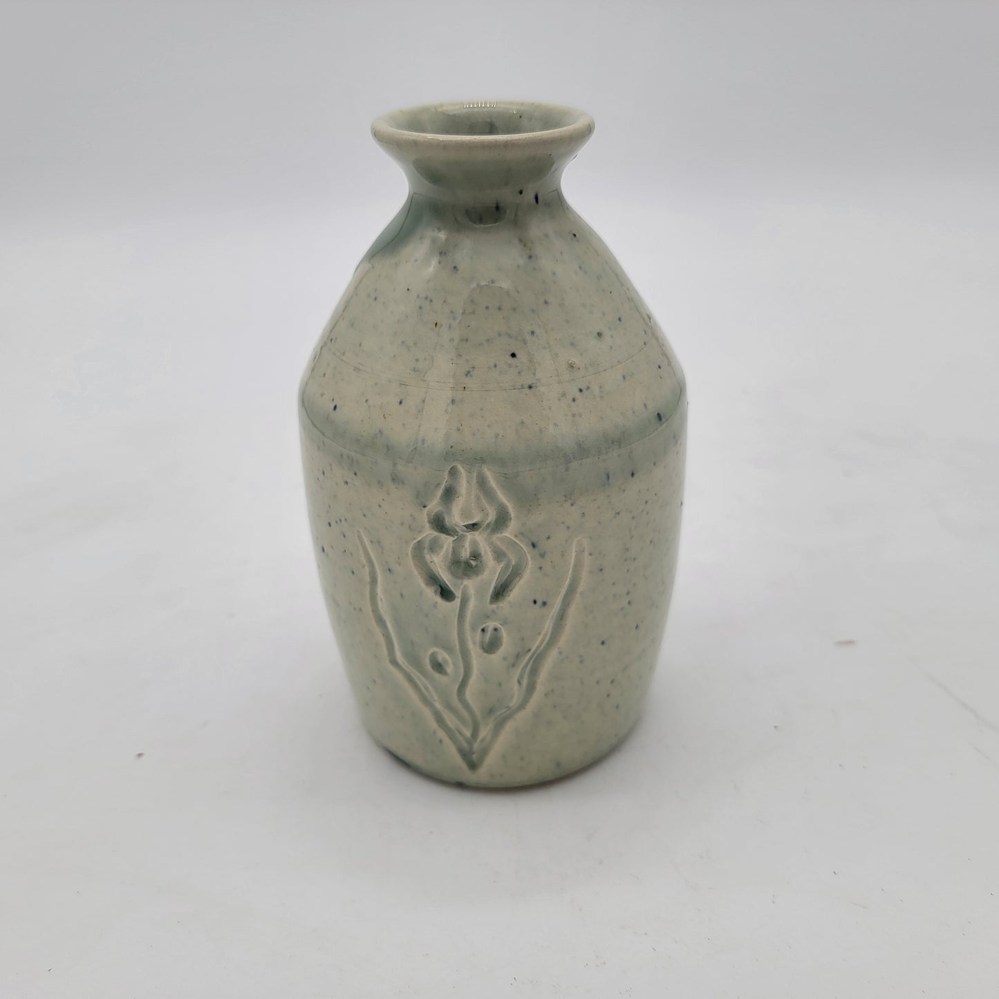 Art Pottery Vase with Iris Flower