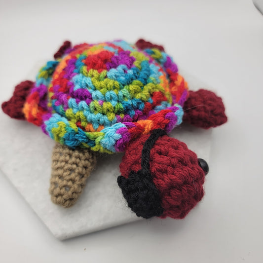 Hand Crocheted Turtle Red Peg Leg Pirate