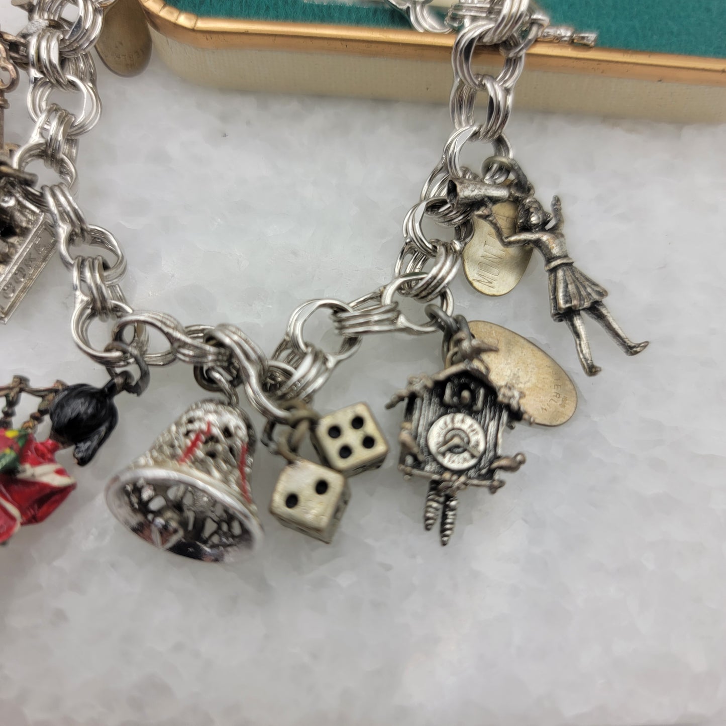 Sterling Charm Bracelet Travel Montana Scotland Bagpiper Crown