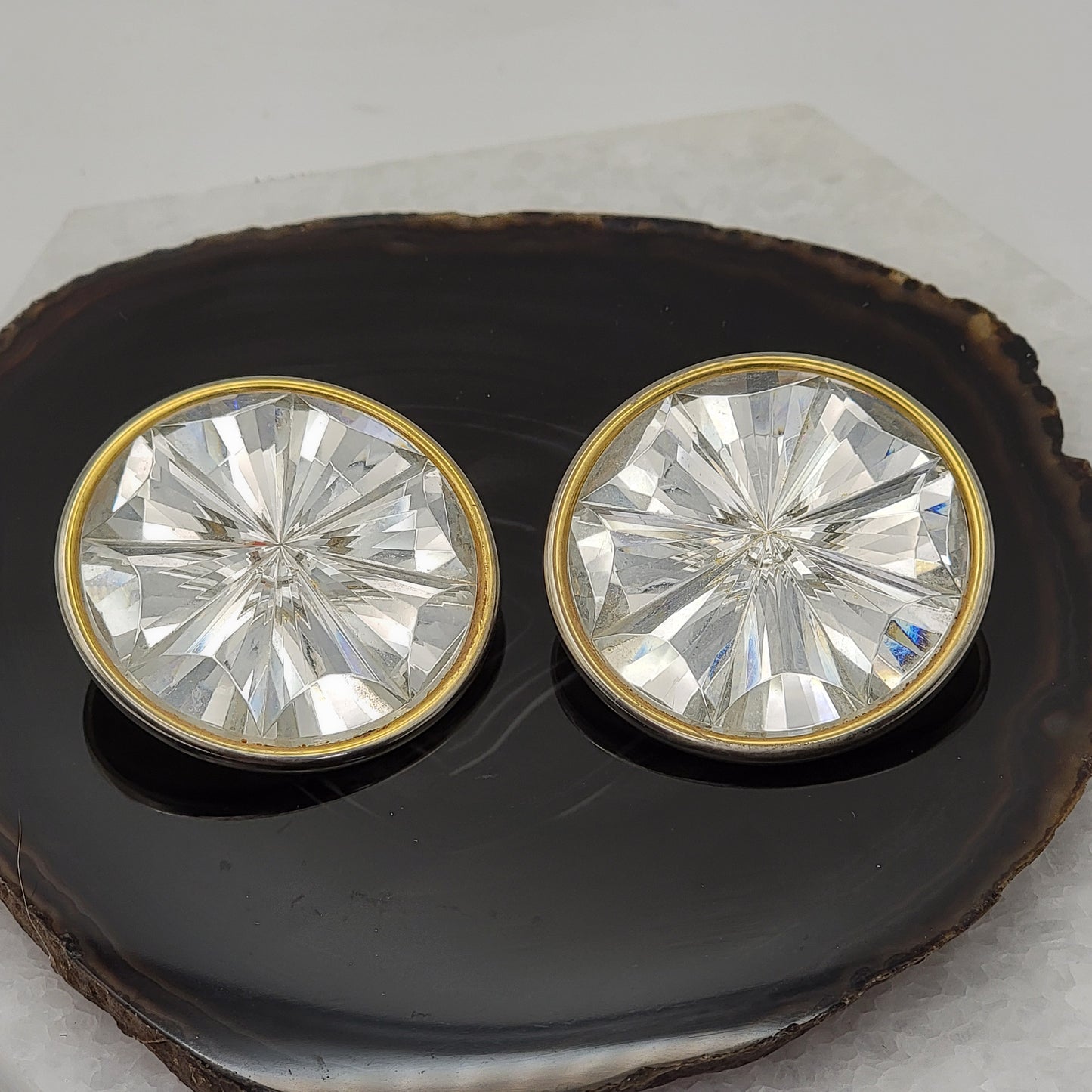 Large Fun Rhinestone Clip On Earrings