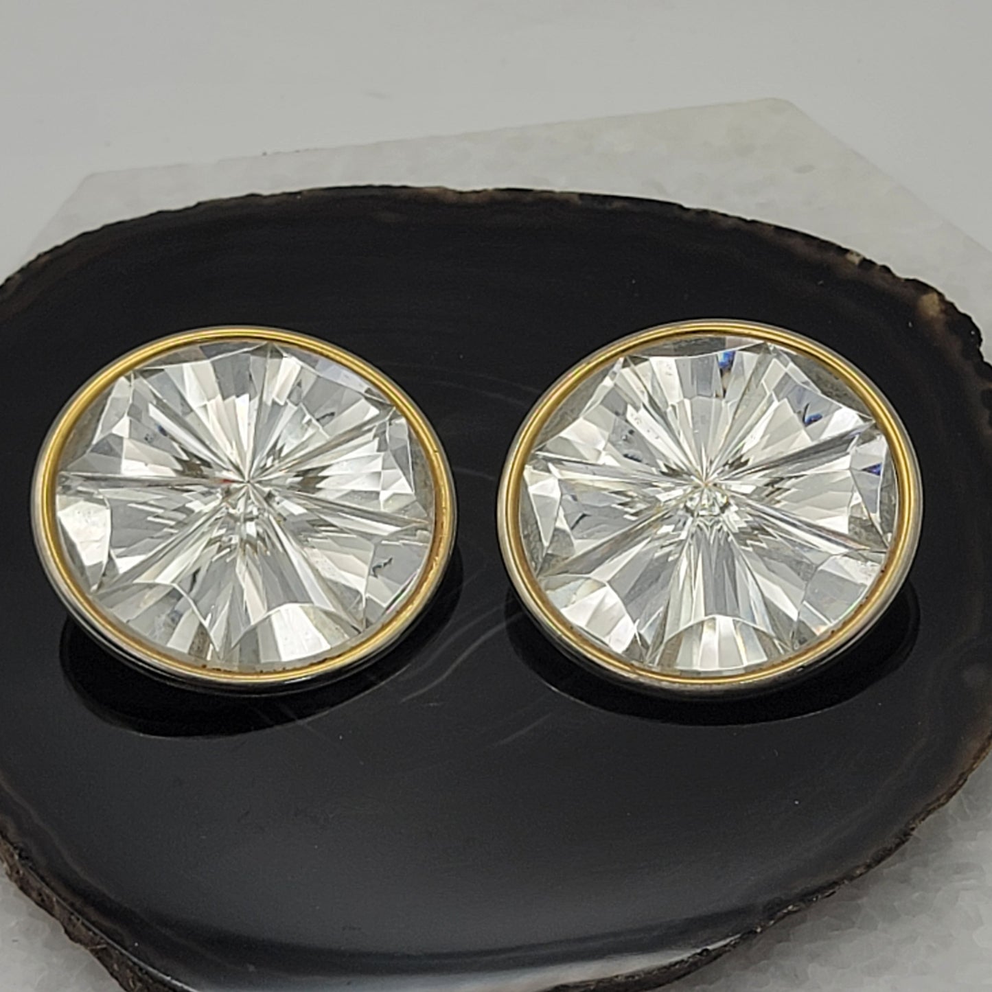 Large Fun Rhinestone Clip On Earrings