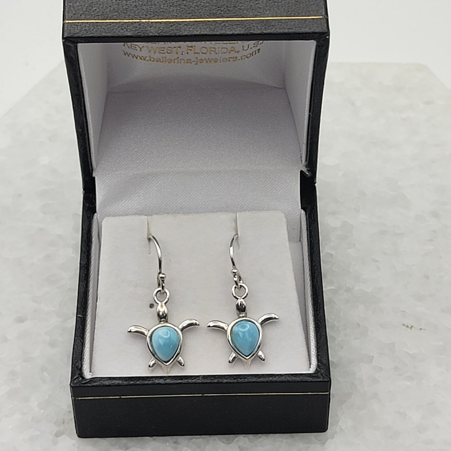 925 Sterling Silver Larimar Sea Turtle Earrings