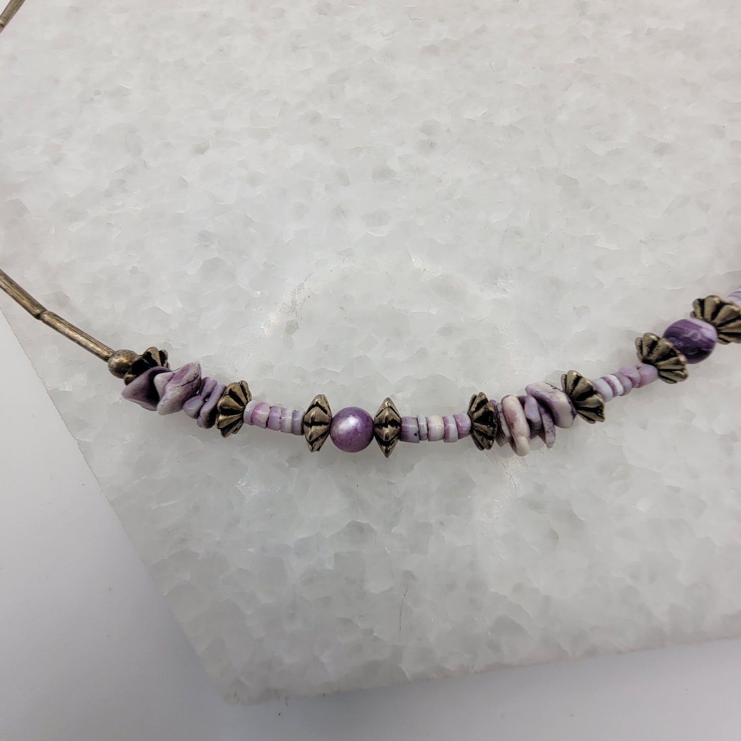 Liquid Silver Purple Beaded Necklace