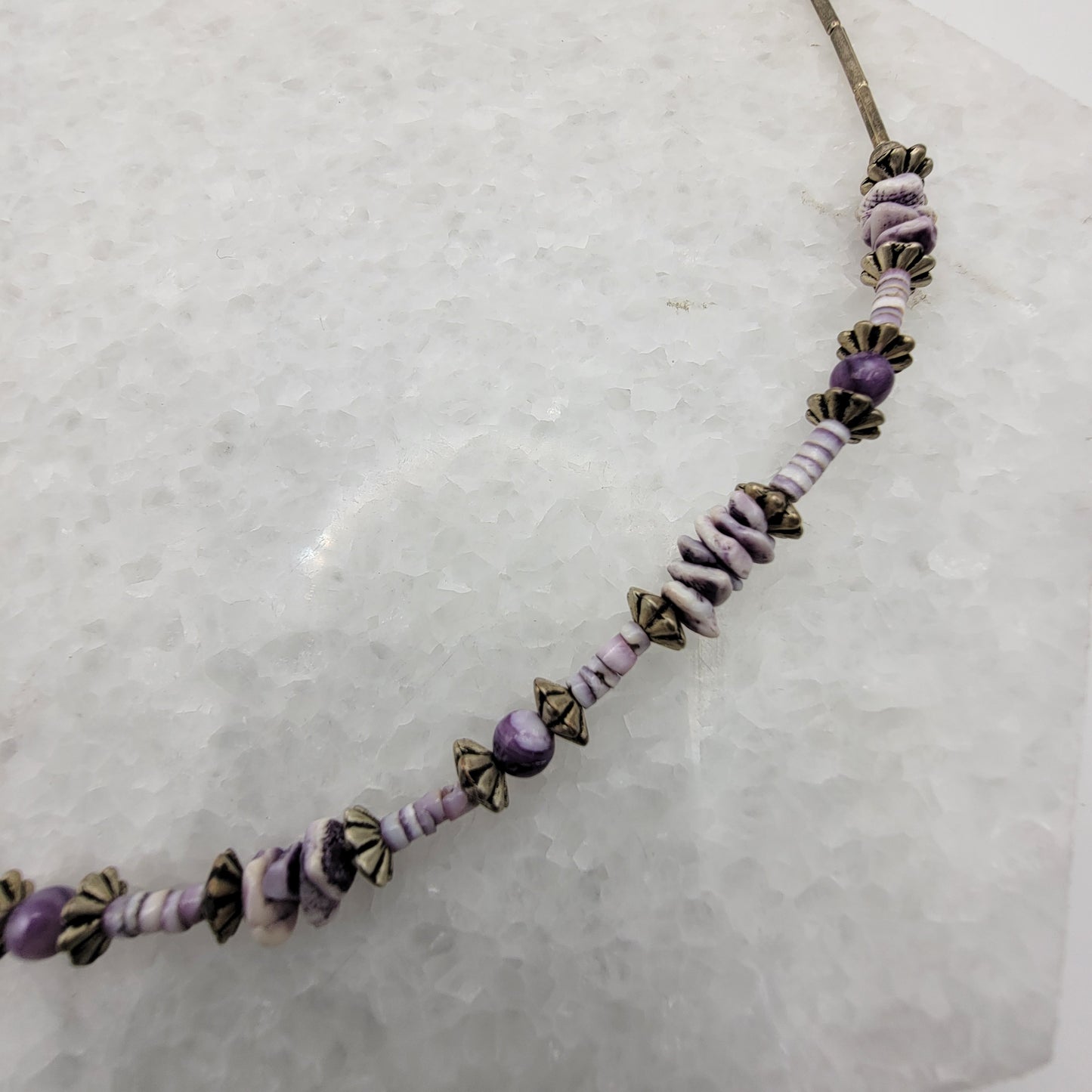 Liquid Silver Purple Beaded Necklace