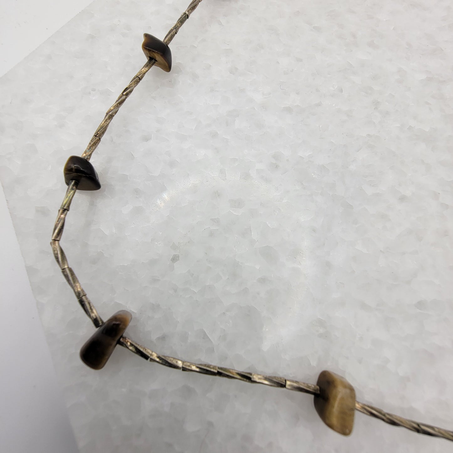 Liquid Silver Tigers Eye Nugget Necklace