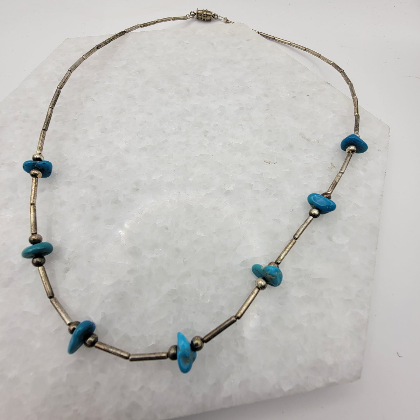 Liquid Silver Turquoise Nugget Necklace