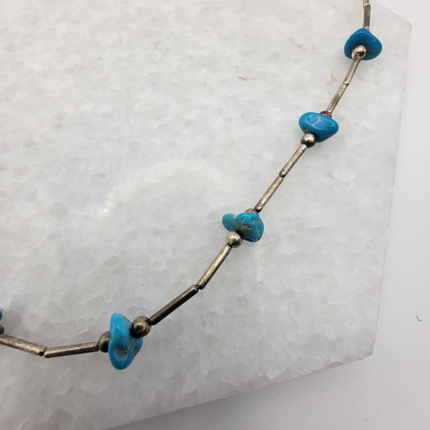 Liquid Silver Turquoise Nugget Necklace