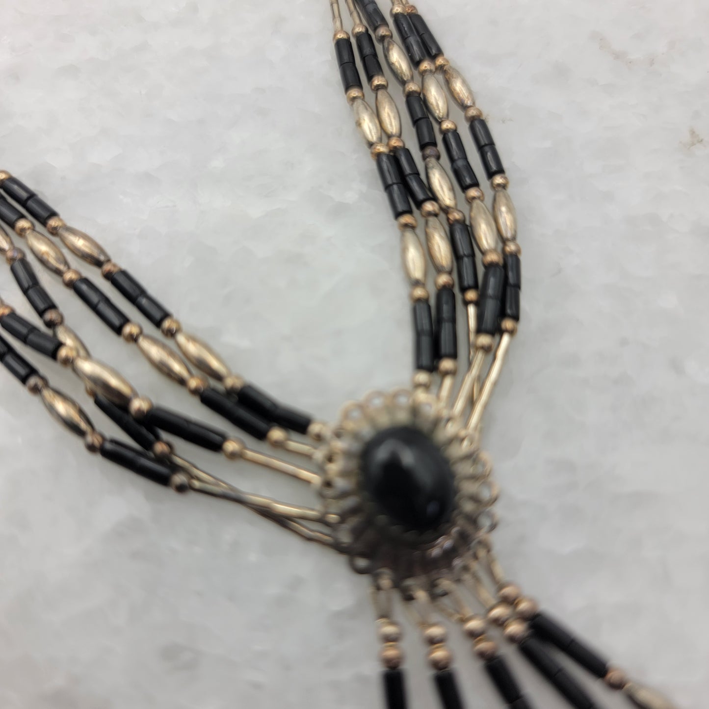 Navajo Liquid Silver Sterling Onyx Necklace