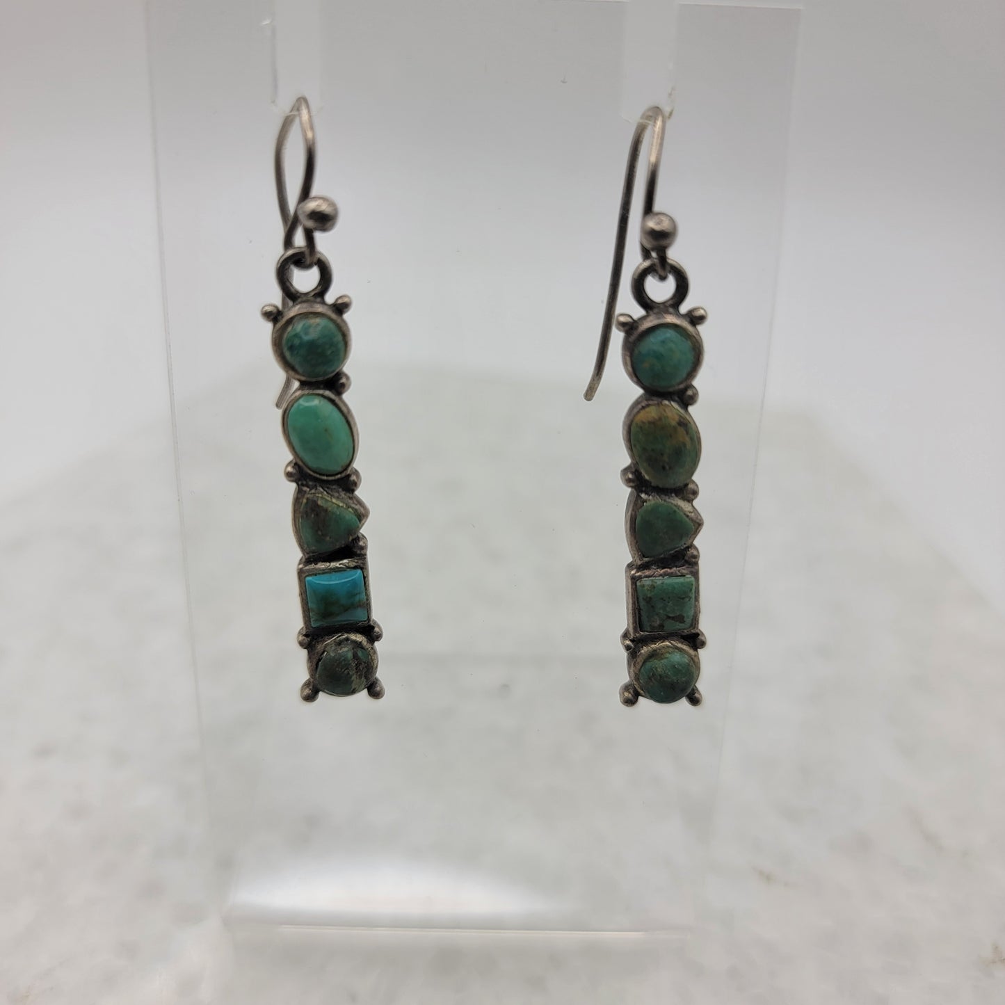 925 Sterling Silver and Turquoise Bar Dangle Earrings