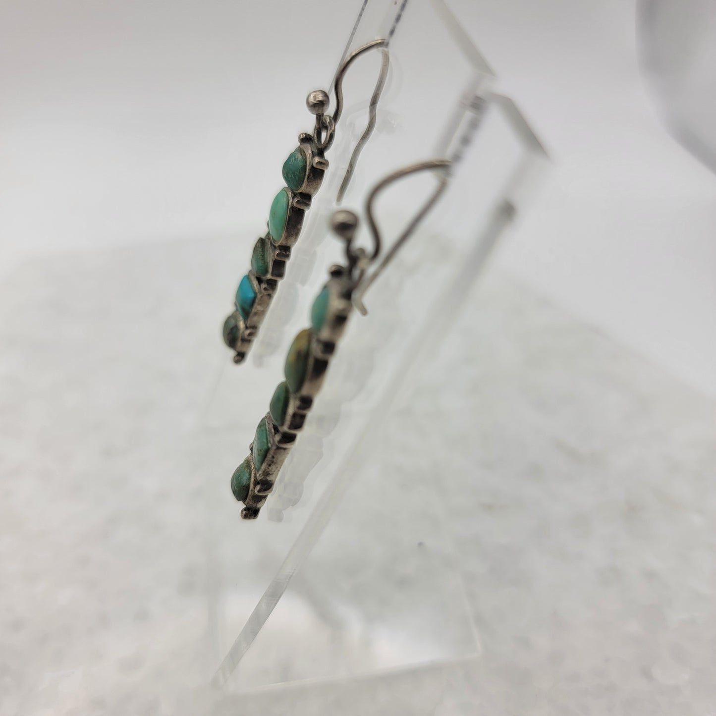 925 Sterling Silver and Turquoise Bar Dangle Earrings