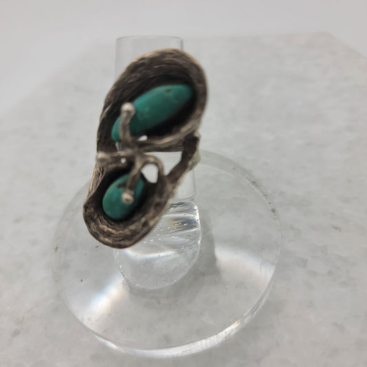 Old Pawn Sterling Turquoise Ring 4