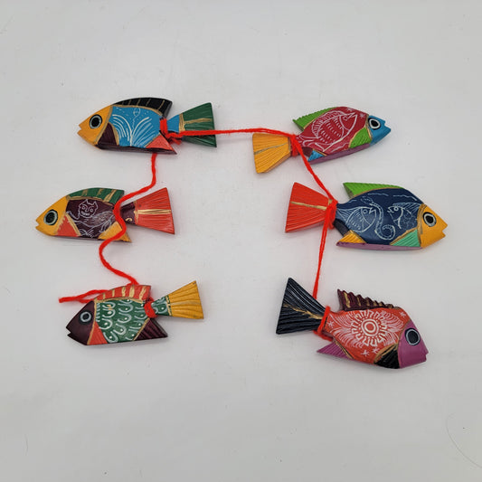 Mexican Folk Art Wood Fish on String