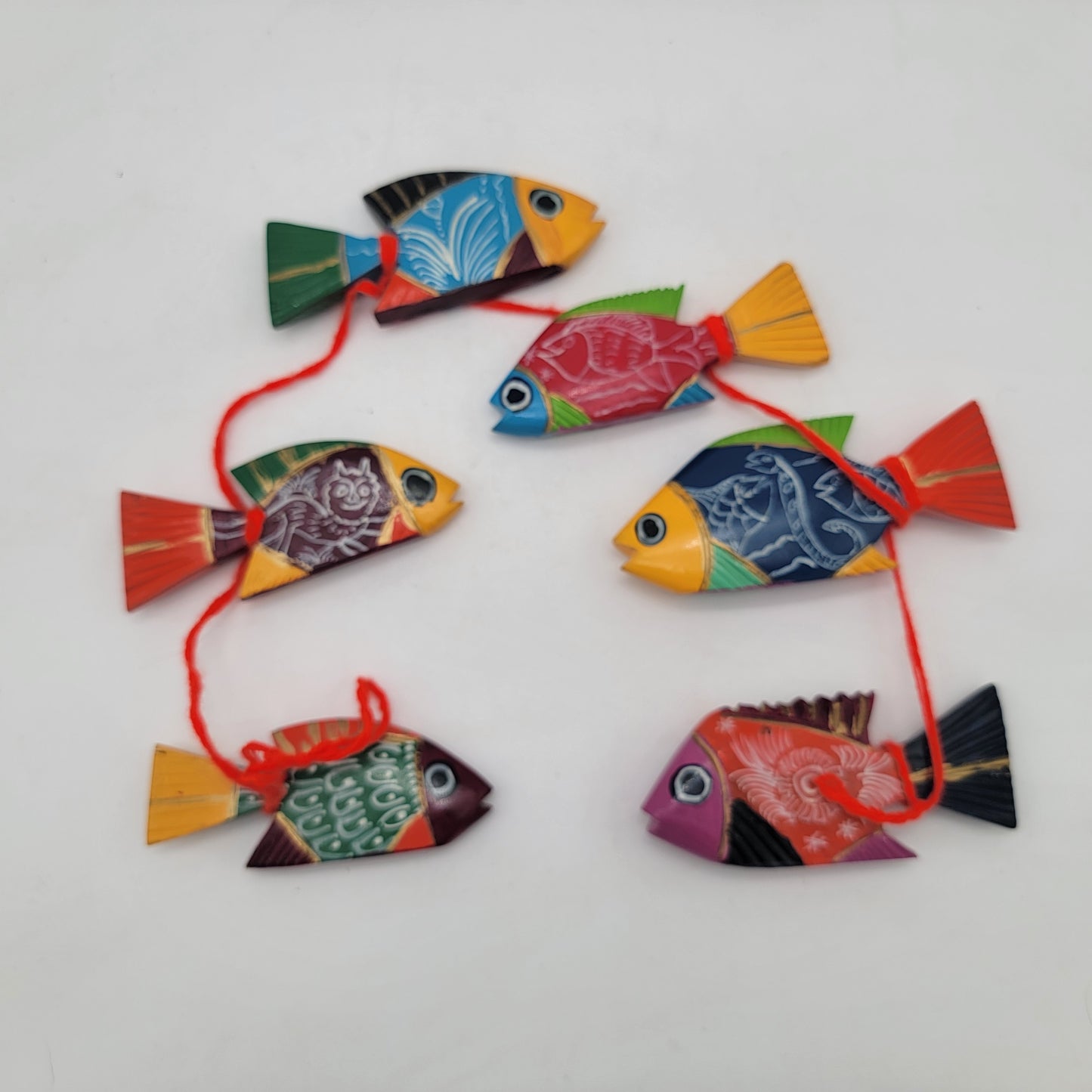 Mexican Folk Art Wood Fish on String