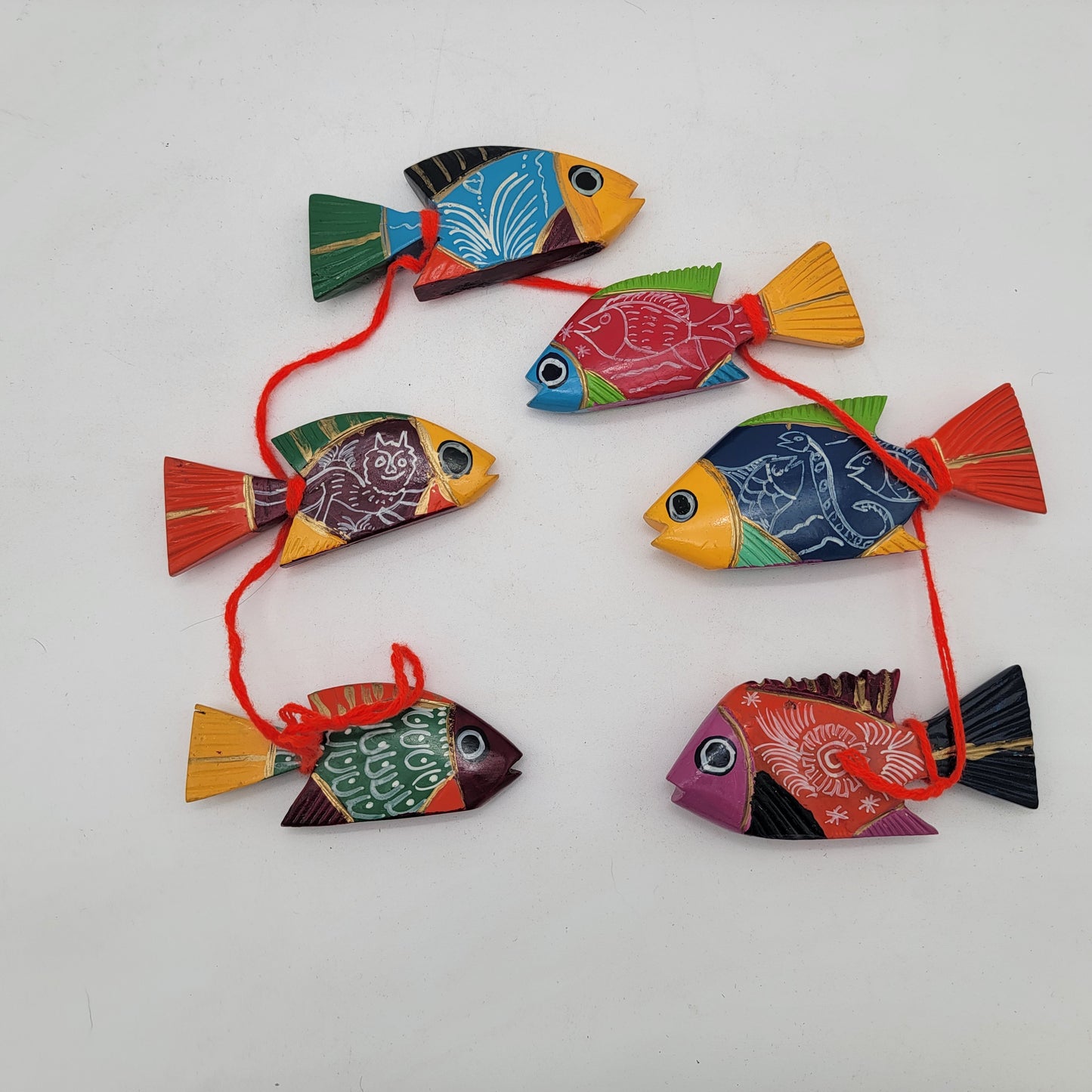 Mexican Folk Art Wood Fish on String