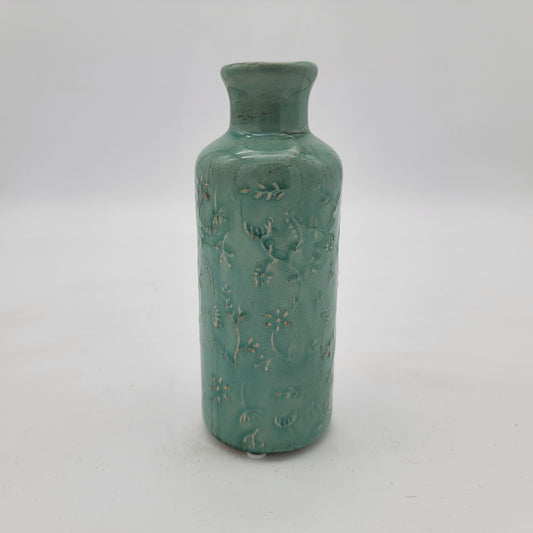 Green Textured Art Pottery Vase