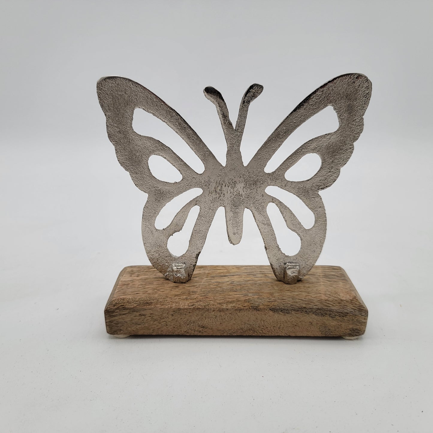 Metal Butterfly On Wood Base