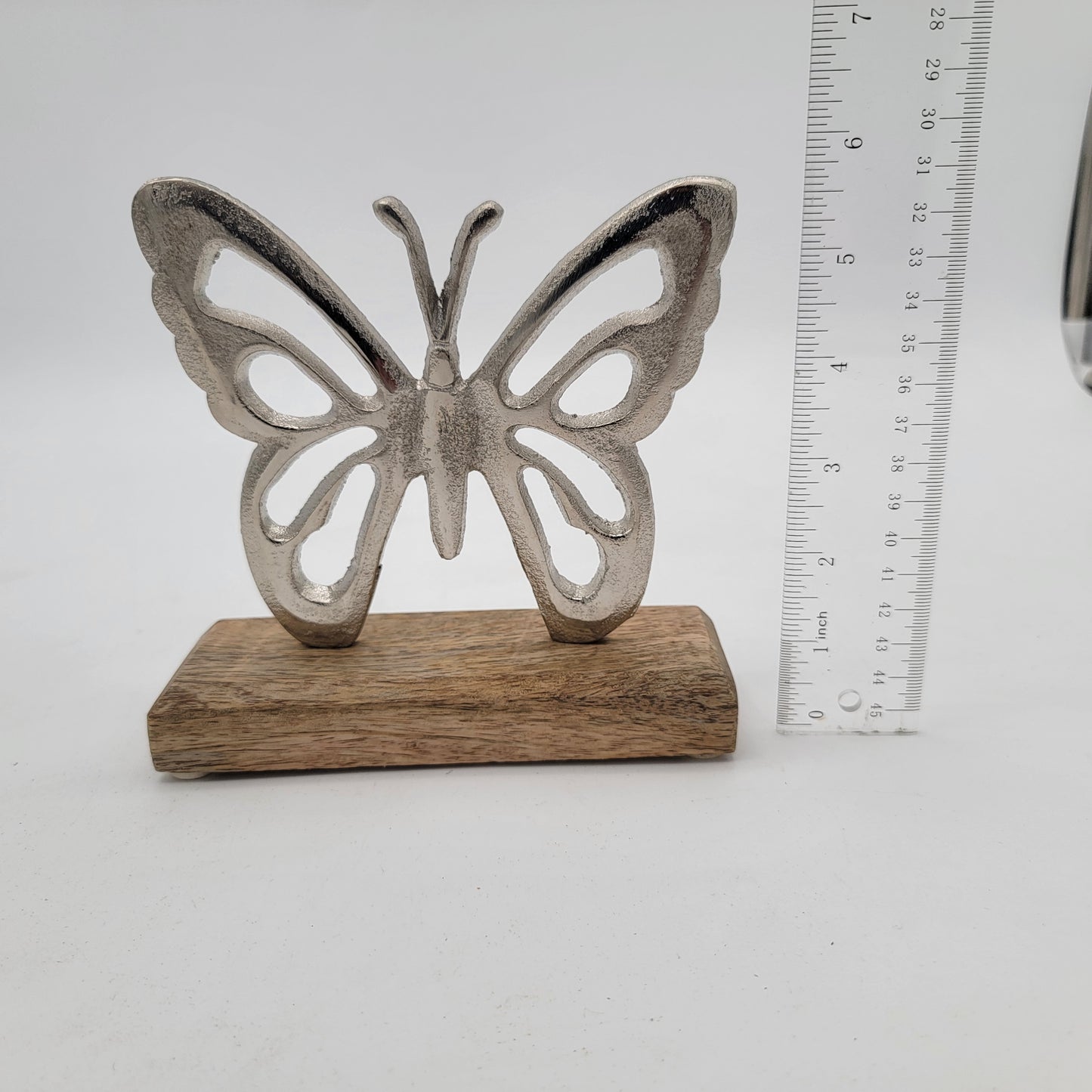 Metal Butterfly On Wood Base