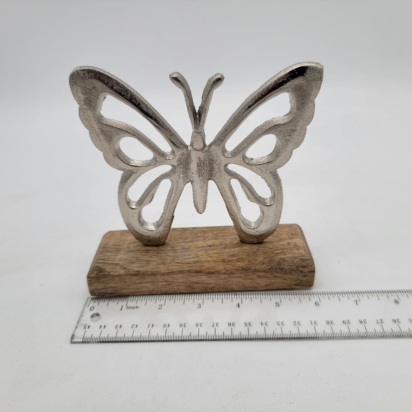 Metal Butterfly On Wood Base