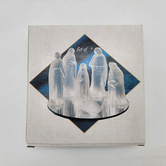 Vintage 7 Piece Frosted Glass Nativity