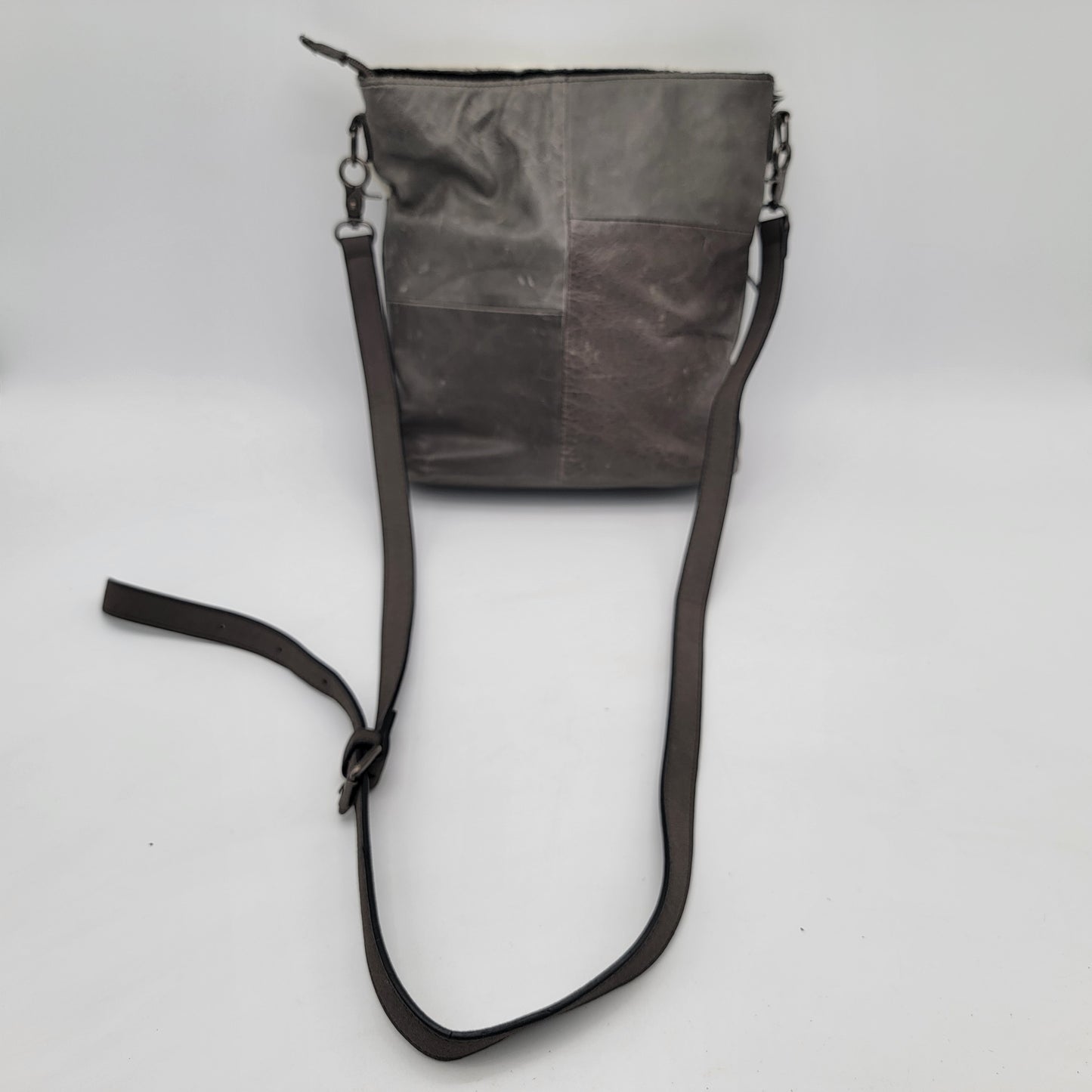 Gray Genuine Leather Crossbody Bag