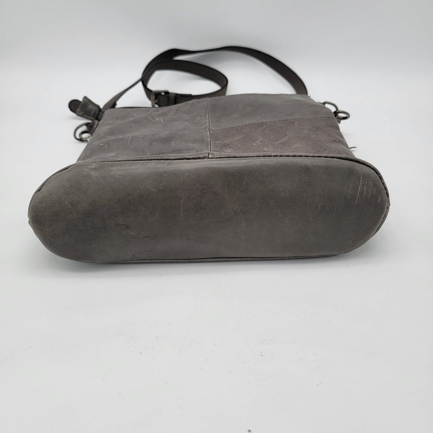 Gray Genuine Leather Crossbody Bag