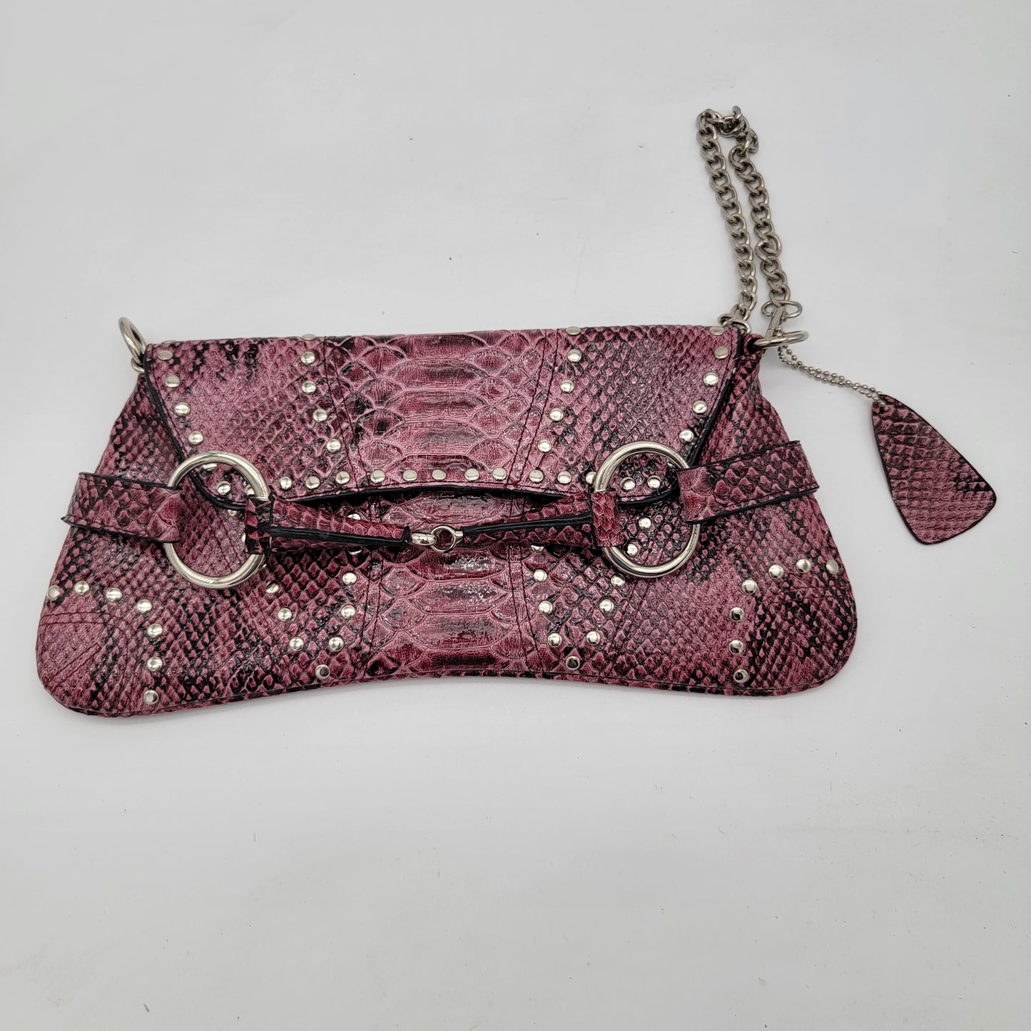 Purple Faux Snakeskin Equestrian Style Purse