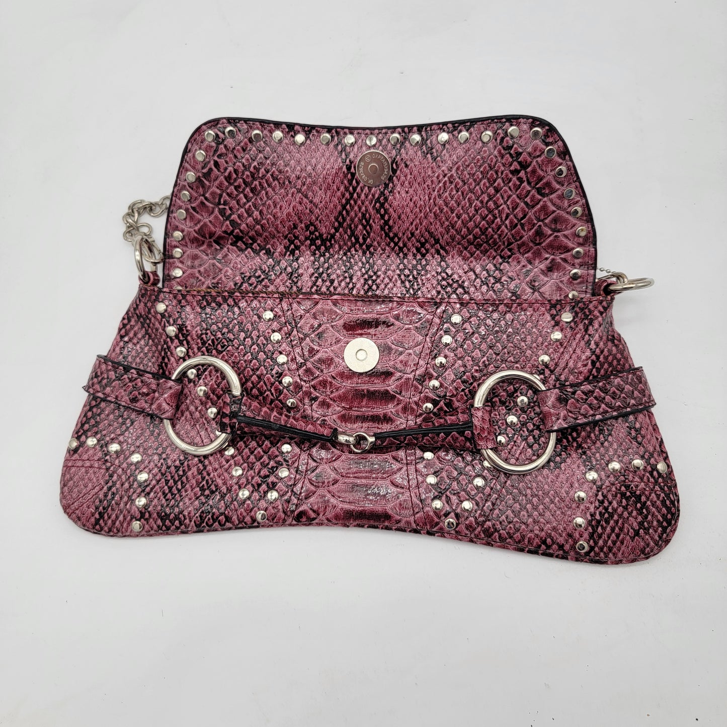 Purple Faux Snakeskin Equestrian Style Purse