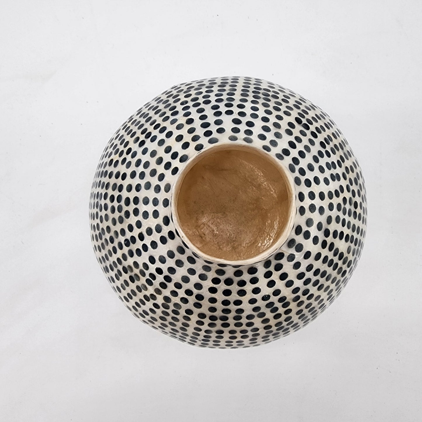 Round Capiz Shell Vase Black and White