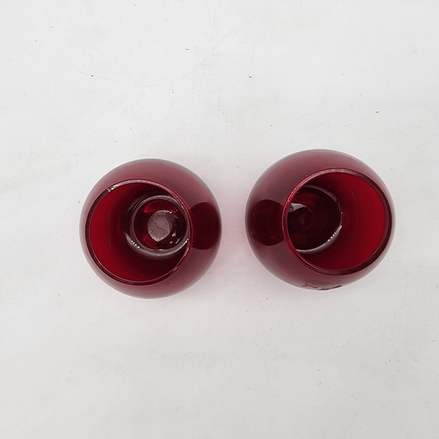 Pair of Ruby Red Stemless Wine Glasses