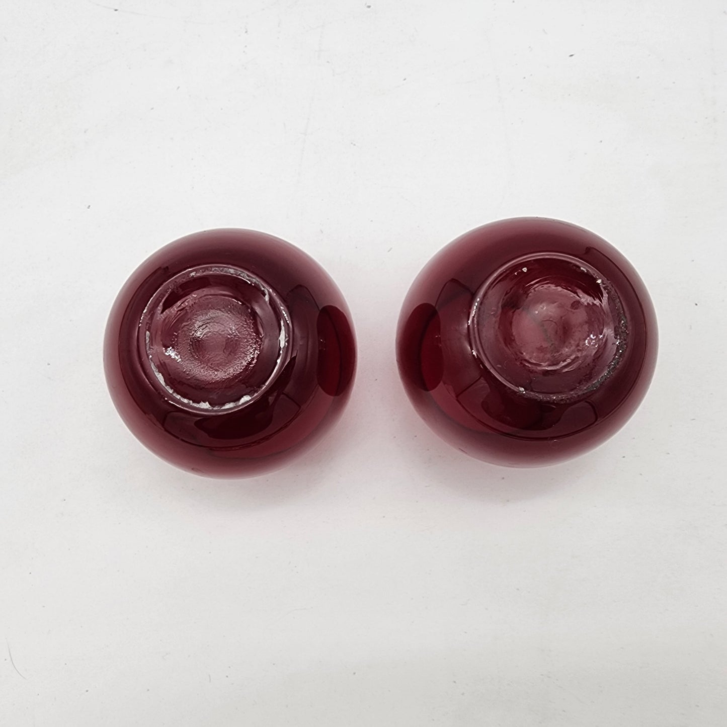 Pair of Ruby Red Stemless Wine Glasses