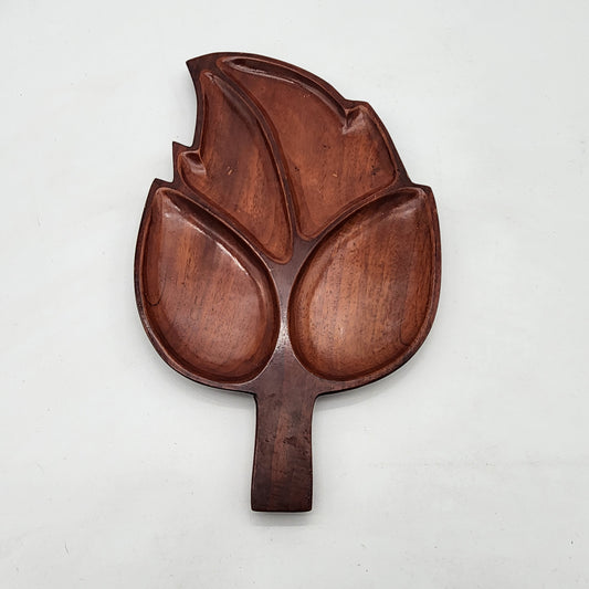 Vintage Mahogany Divided Leaf Tray