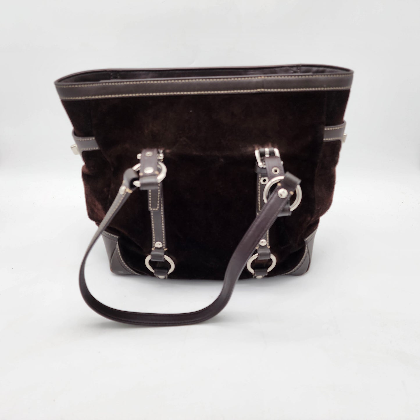 Coach East West Brown Suede Purse