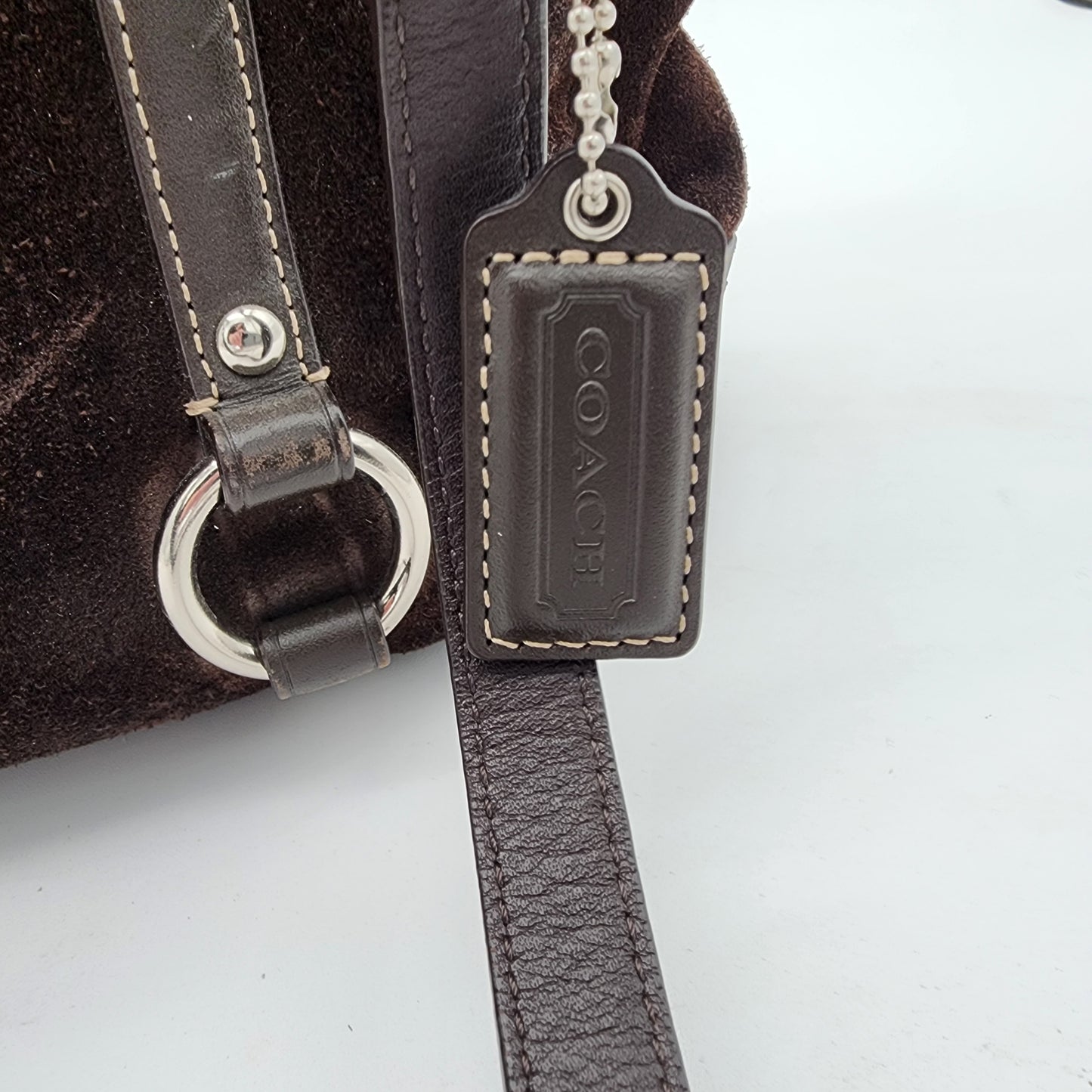 Coach East West Brown Suede Purse