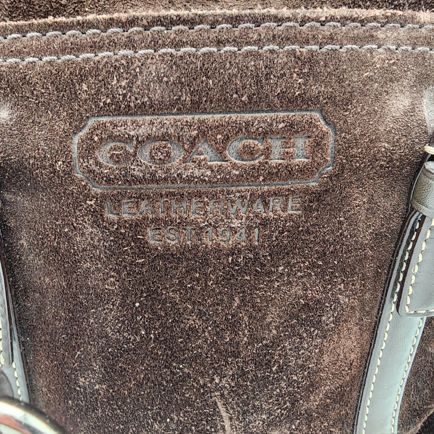 Coach East West Brown Suede Purse