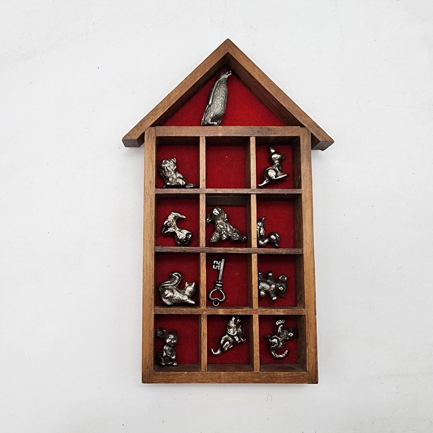 Set of Miniature Pewter Figures in House Shadowbox