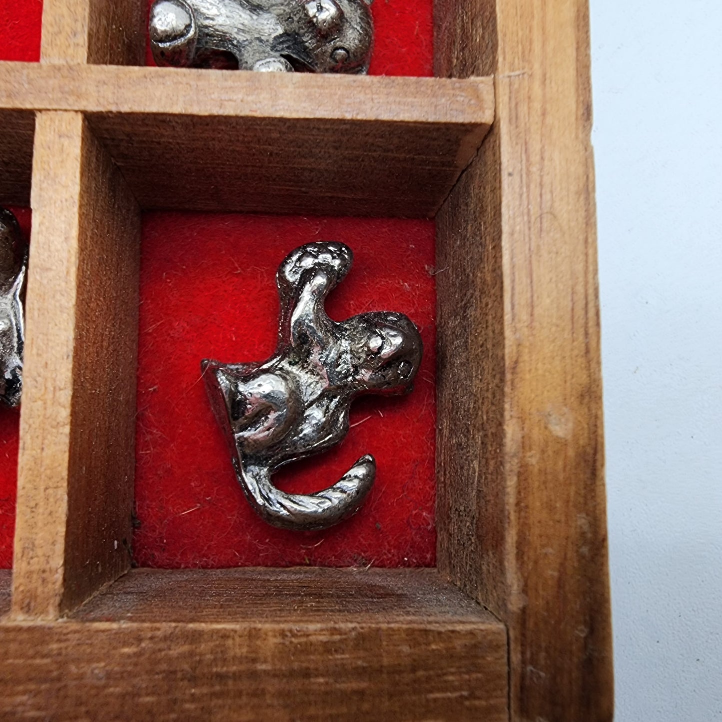 Set of Miniature Pewter Figures in House Shadowbox