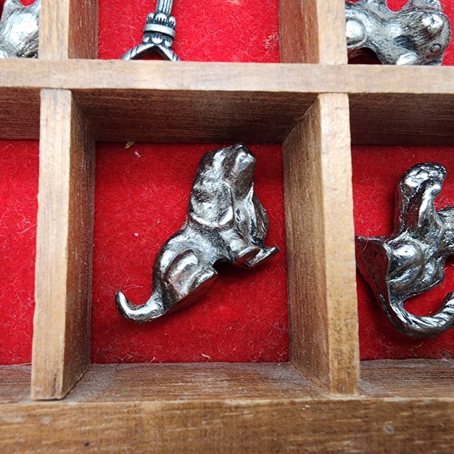 Set of Miniature Pewter Figures in House Shadowbox