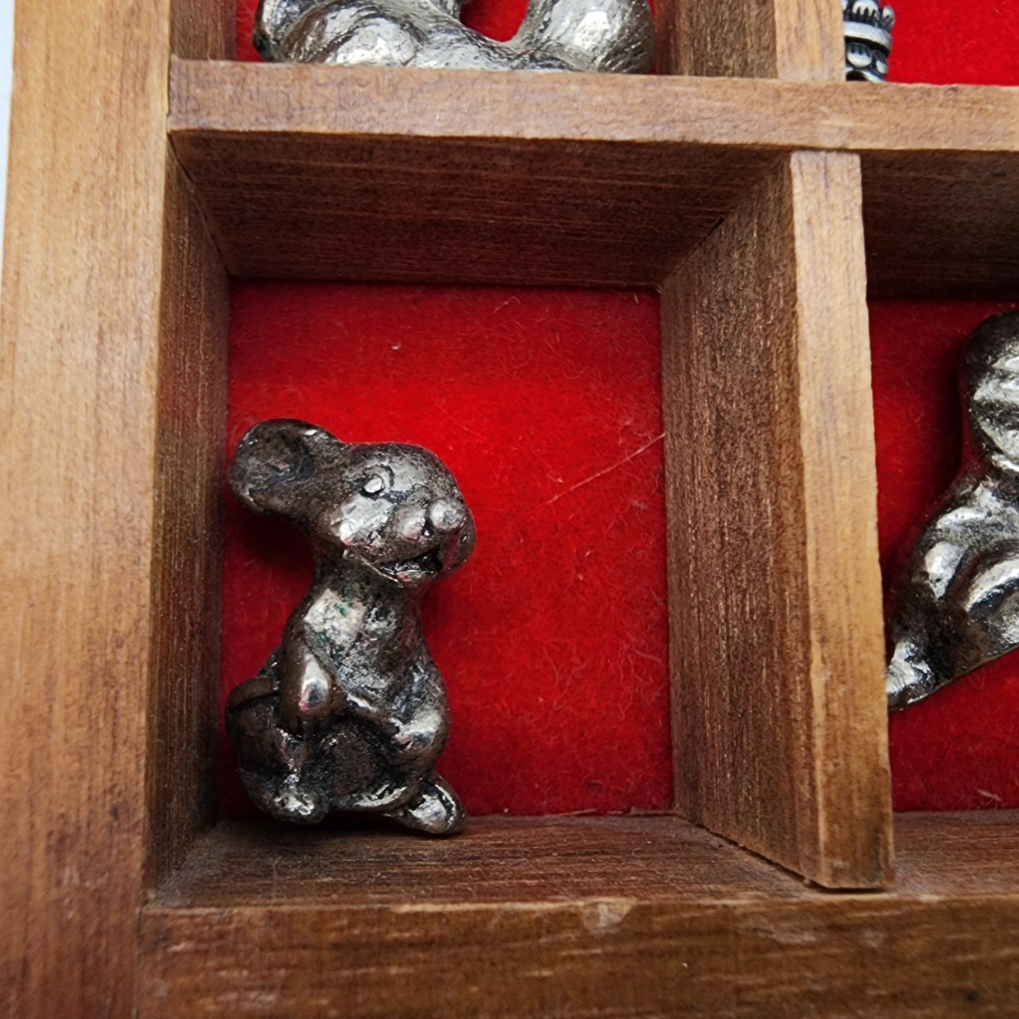 Set of Miniature Pewter Figures in House Shadowbox