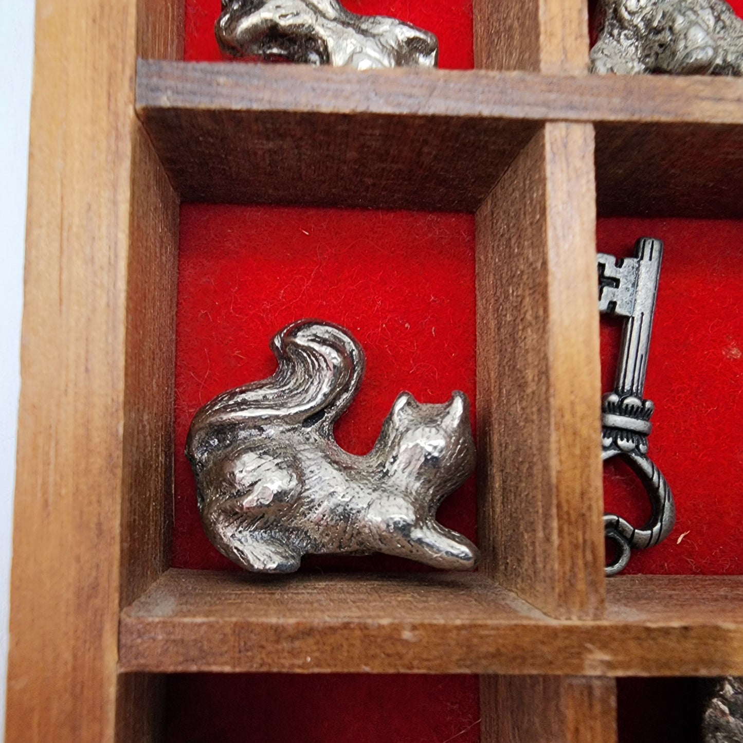 Set of Miniature Pewter Figures in House Shadowbox