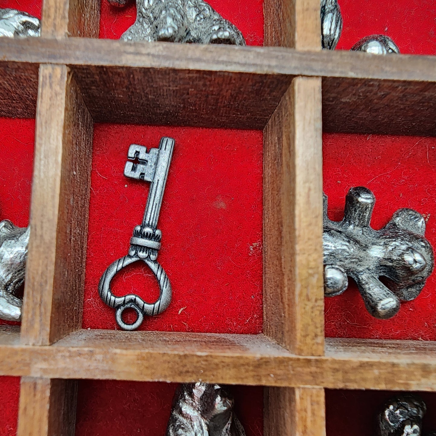 Set of Miniature Pewter Figures in House Shadowbox