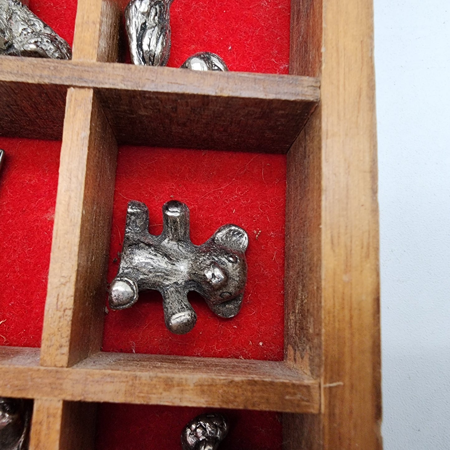 Set of Miniature Pewter Figures in House Shadowbox