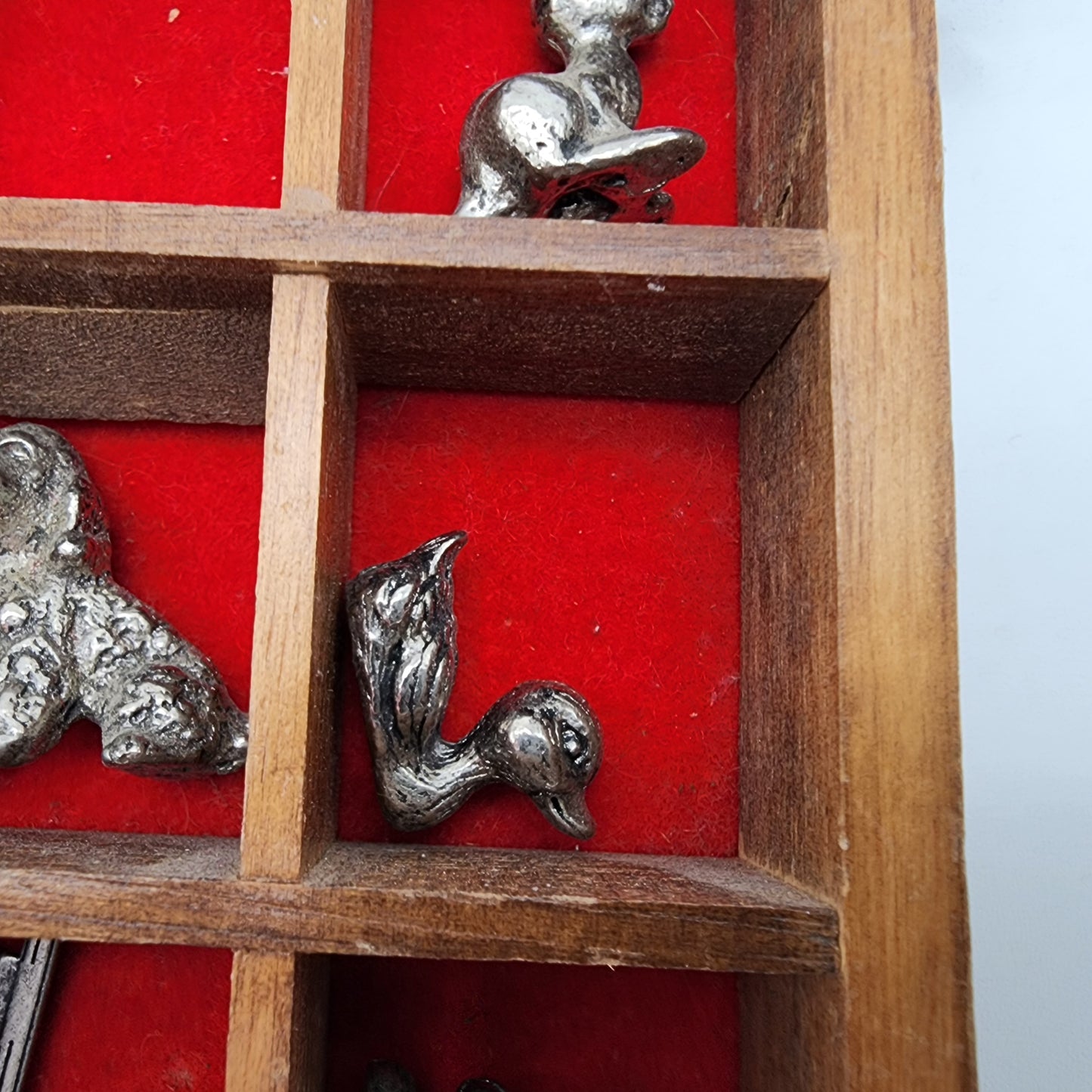 Set of Miniature Pewter Figures in House Shadowbox