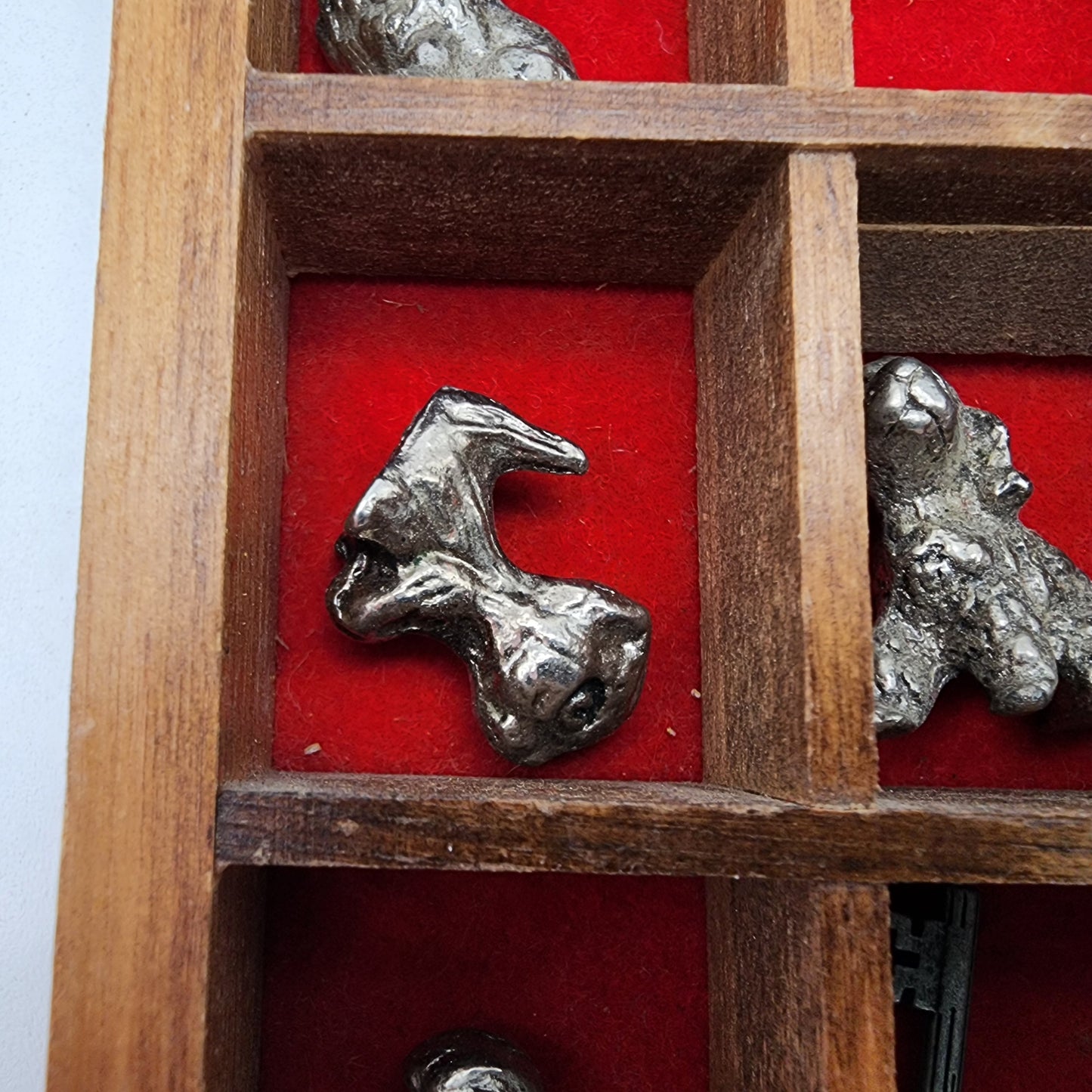 Set of Miniature Pewter Figures in House Shadowbox