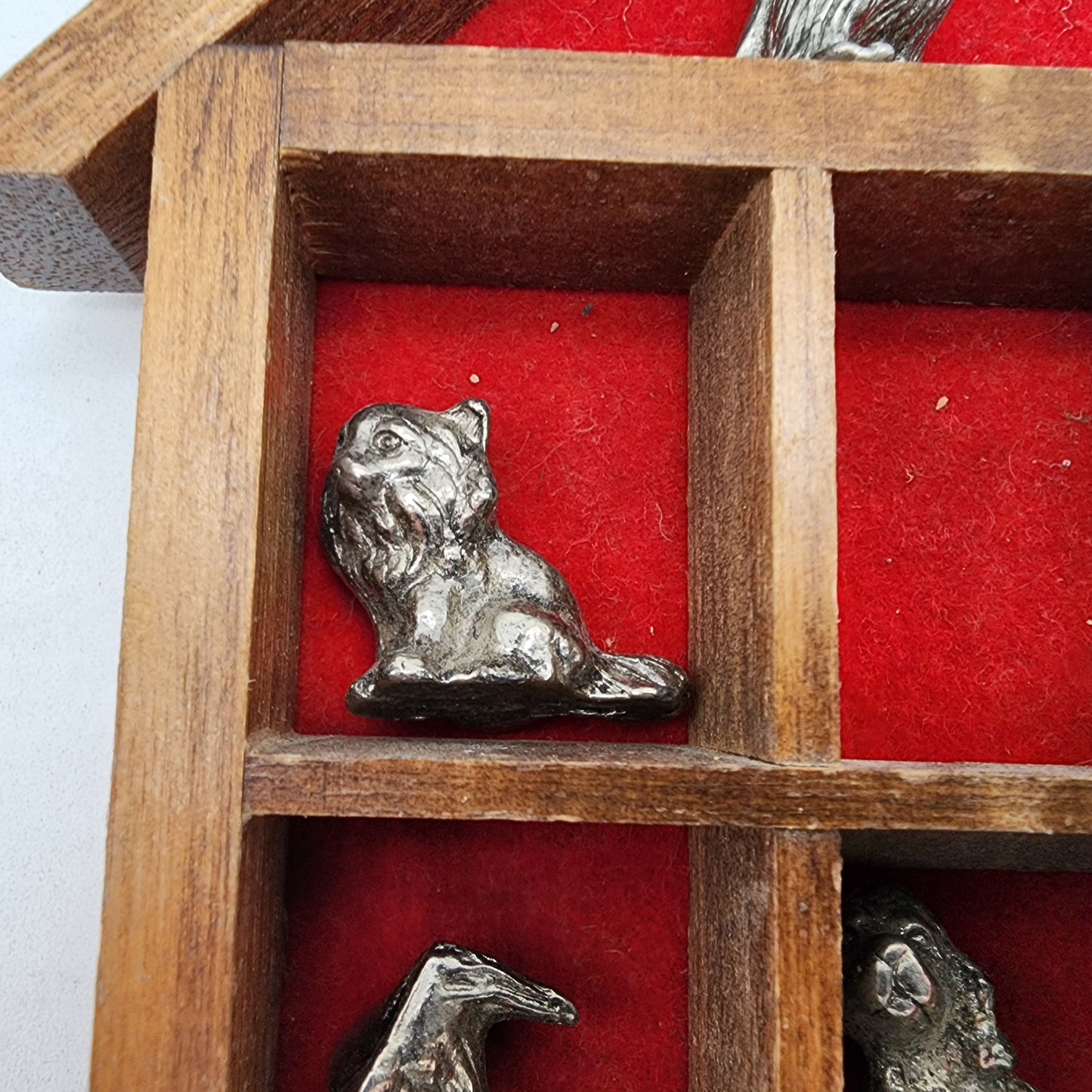 Set of Miniature Pewter Figures in House Shadowbox