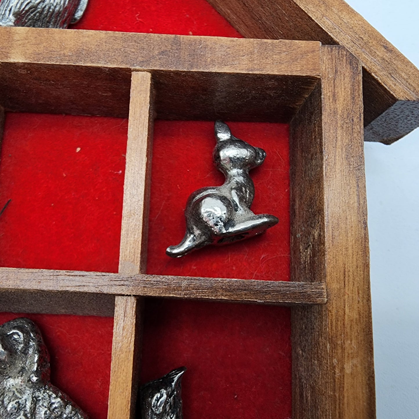 Set of Miniature Pewter Figures in House Shadowbox