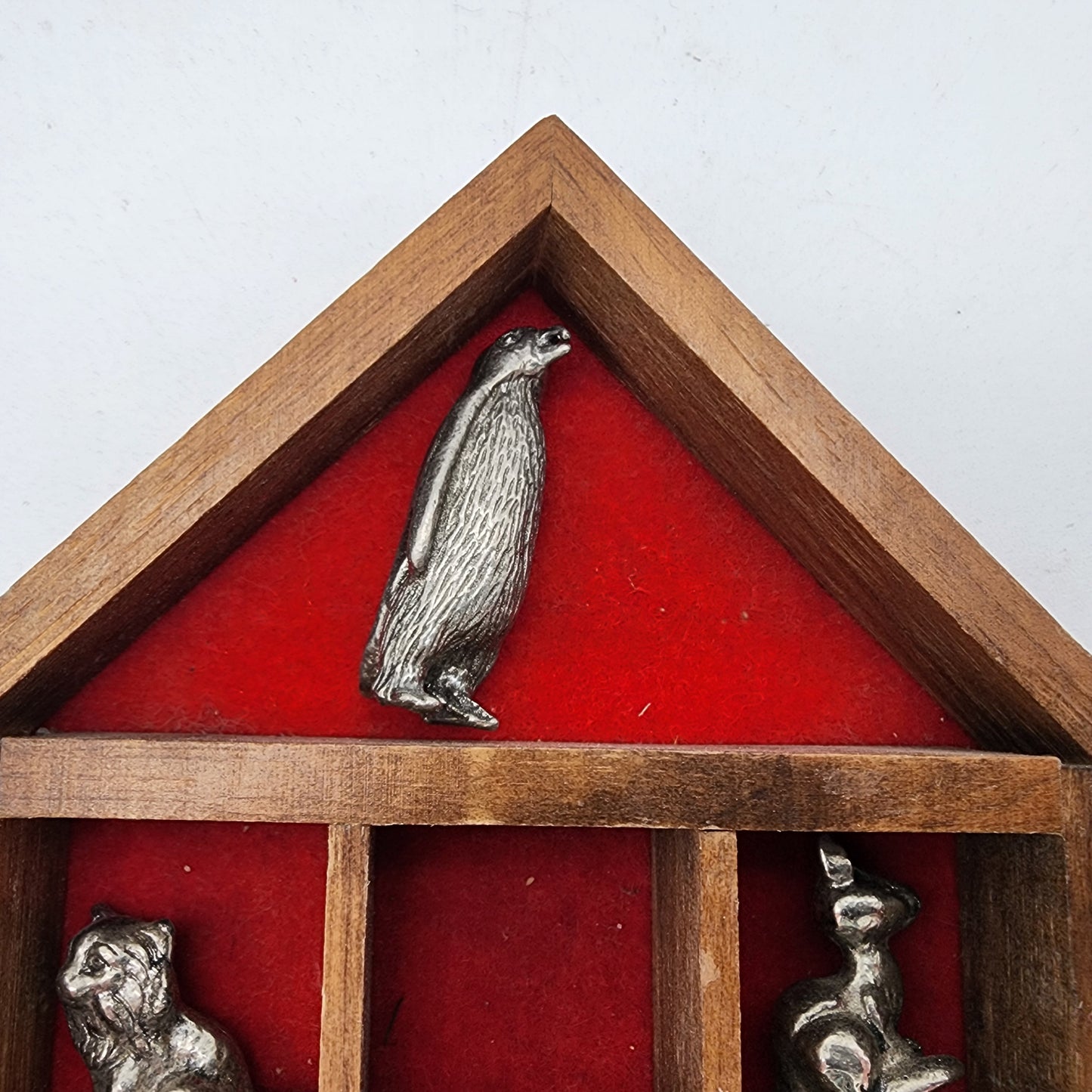 Set of Miniature Pewter Figures in House Shadowbox