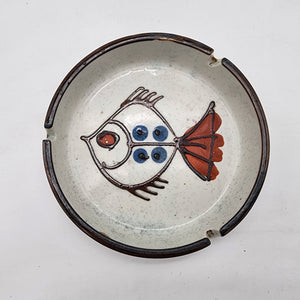 Mid Century Stoneware Fish Ashtray